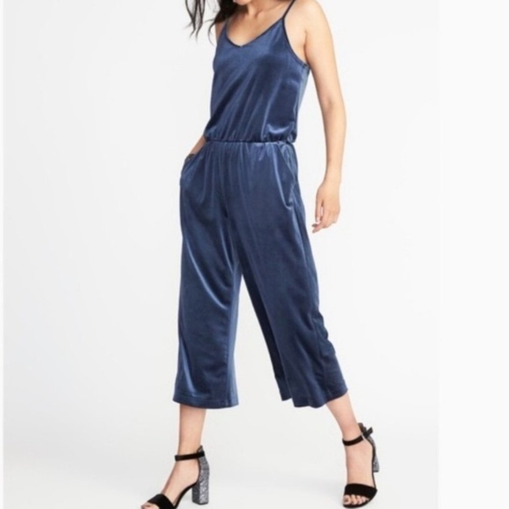 Old Navy Blue Velvet Jumpsuit